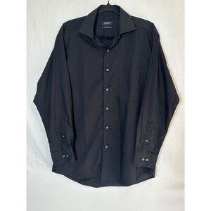 Alfani Men's Regular Fit Performance Dress Shirt Black Size M 32/33 Cotton Blend